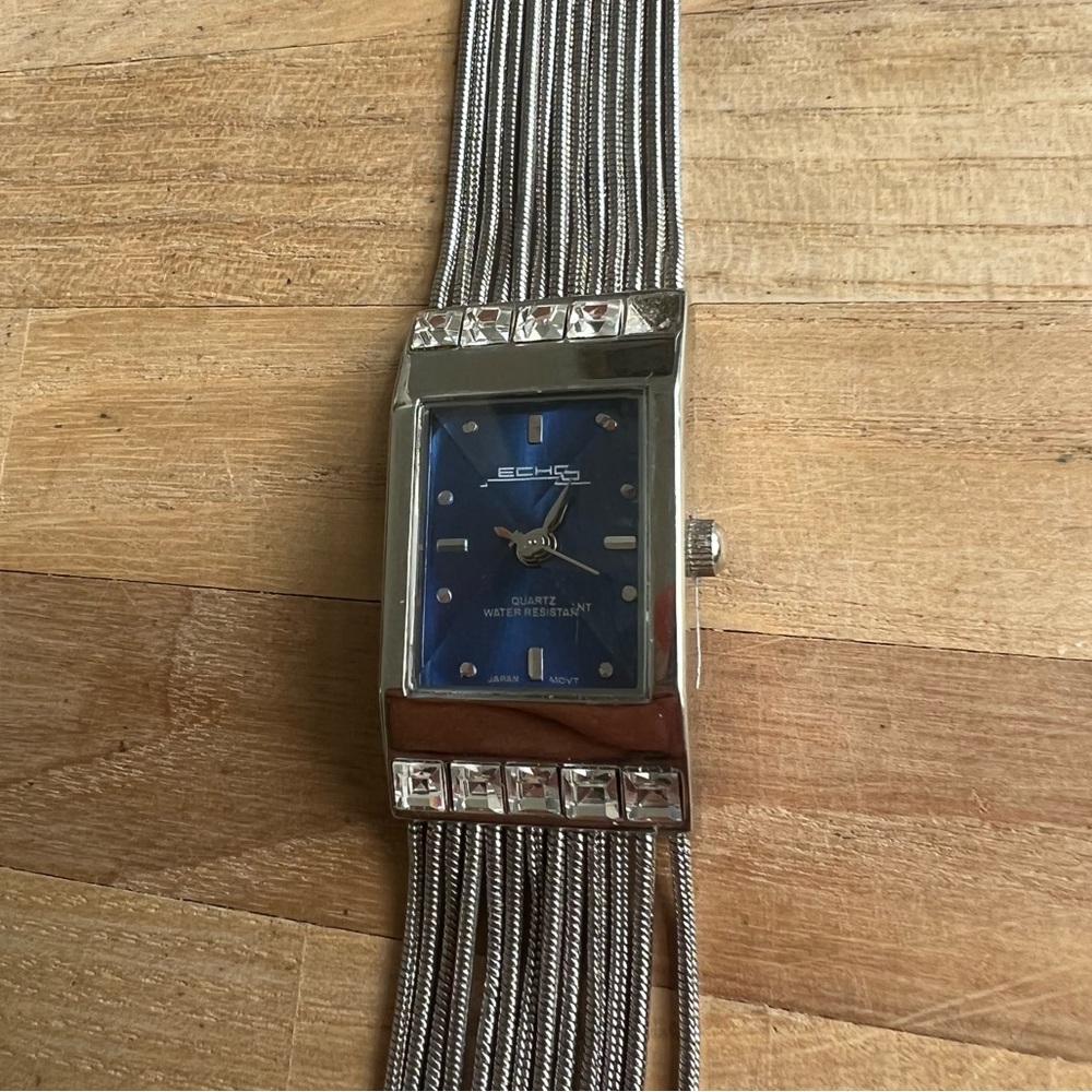 Echo ladies rectangular blue dial silver tone bra… - image 7